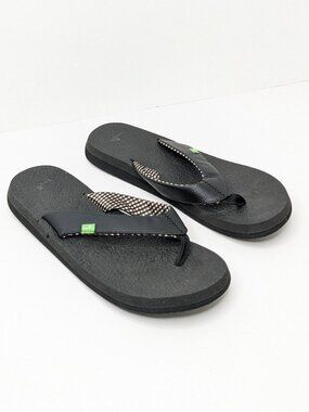 Sanuk Yoga Mat Flip-Flop Sandals Black Women's 9